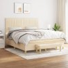vidaXL Posteľný rám boxspring s matracom krémový 180x200 cm látka