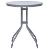 vidaXL Záhradný stôl bledosivý 60 cm oceľ a sklo