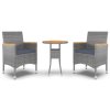 vidaXL 3-dielna záhradná jedálenská súprava polyratan sivá