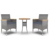 vidaXL 3-dielna záhradná jedálenská súprava polyratan sivá