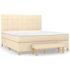 vidaXL Posteľný rám boxspring s matracom krémový 180x200 cm látka