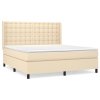 vidaXL Posteľný rám boxspring s matracom krémový 160x200 cm látka