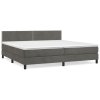 vidaXL Posteľný rám boxspring s matracom tmavosivý 200x200 cm zamat