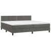 vidaXL Posteľný rám boxspring s matracom tmavosivý 200x200 cm zamat