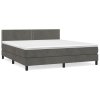 vidaXL Posteľný rám boxspring s matracom tmavosivý 180x200 cm zamat
