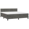 vidaXL Posteľný rám boxspring s matracom tmavosivý 180x200 cm zamat