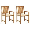 vidaXL Záhradné stoličky s podložkami 2 ks, akáciový masív