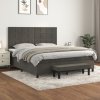 vidaXL Posteľný rám boxspring s matracom tmavosivý 180x200 cm zamat