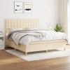 vidaXL Posteľný rám boxspring s matracom krémový 180x200 cm látka