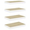 vidaXL Plávajúce nástenné police 4 ks dubové a biele 40x23x3,8 cm MDF