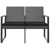 vidaXL 2-miestna záhradná lavička s podložkami tmavo sivá PP ratan