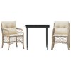 vidaXL 3-dielna bistro súprava s podložkami béžová polyratan