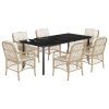 vidaXL 7-dielna záhradná jedálenská súprava a vankúše béžová polyratan