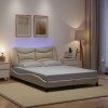 vidaXL Rám postele s LED bez matraca Krémová 120x200 cm Látka