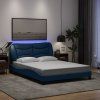vidaXL Rám postele s LED bez matraca Modrá 140x190 cm Látka