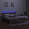 vidaXL Posteľ boxsping s matracom a LED sivohnedá 180x200 cm látka
