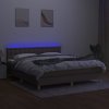 vidaXL Posteľ boxsping s matracom a LED sivohnedá 180x200 cm látka