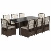 vidaXL 9-dielna záhradná jedálenská súprava s vankúšmi hnedá polyratan