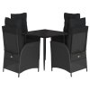 vidaXL 5-dielna záhradná jedálenská súprava a vankúše čierna polyratan