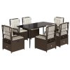 vidaXL 7-dielna záhradná jedálenská súprava a vankúše hnedá polyratan