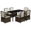 vidaXL 7-dielna záhradná jedálenská súprava a vankúše hnedá polyratan