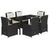 vidaXL 7-dielna záhradná jedálenská súprava a vankúše čierna polyratan