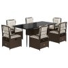 vidaXL 7-dielna záhradná jedálenská súprava a vankúše hnedá polyratan