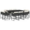 vidaXL 11-dielna záhradná jedálenská sada s vankúšmi čierna polyratan