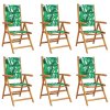 vidaXL Sklápacie záhradné stoličky 6 ks zelená látka a masívne drevo