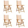 vidaXL Sklápacie záhradné stoličky 4 ks béžové látka a masívne drevo