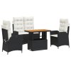 vidaXL 4-dielna záhradná jedálenská sada s vankúšmi čierna polyratan