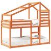 vidaXL Poschodová posteľ so strechou voskovohnedá 80x200 cm borovica