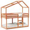 vidaXL Poschodová posteľ so strechou voskovohnedá 75x190 cm borovica