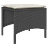 vidaXL Záhradná pohovka, 2-miestna, stôl a taburetky, čierna polyratan
