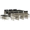vidaXL 11-dielna záhr. jedálenská súprava vankúše svetlosivá polyratan
