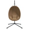 vidaXL Závesné kreslo vajíčko so stojanom sivohnedé látka a oceľ