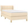 vidaXL Posteľný rám boxspring s matracom krémový 90x190 cm látka