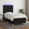 vidaXL Posteľ boxsping s matracom a LED čierna 80x200 cm látka