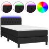 vidaXL Posteľ boxsping s matracom a LED čierna 90x200 cm látka