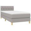 vidaXL Posteľ boxsping s matracom a LED bledosivá 80x200 cm látka