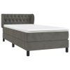 vidaXL Posteľný rám boxspring s matracom tmavosivý 90x190 cm zamat