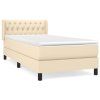 vidaXL Posteľný rám boxspring s matracom krémový 90x190 cm látka