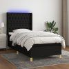 vidaXL Posteľ boxsping s matracom a LED čierna 90x200 cm látka