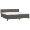 vidaXL Posteľný rám boxspring s matracom tmavosivý 200x200 cm zamat