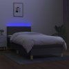 vidaXL Posteľ boxsping s matracom a LED tmavosivá 90x190 cm látka