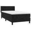 vidaXL Posteľný rám boxspring s matracom čierny 90x190 cm zamat