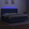 vidaXL Posteľ boxsping s matracom a LED modrá 200x200 cm látka