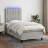 vidaXL Posteľ boxsping s matracom a LED bledosivá 90x190 cm látka