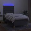 vidaXL Posteľ boxsping s matracom a LED tmavosivá 100x200 cm látka