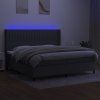 vidaXL Posteľ boxsping s matracom a LED tmavosivá 200x200 cm látka